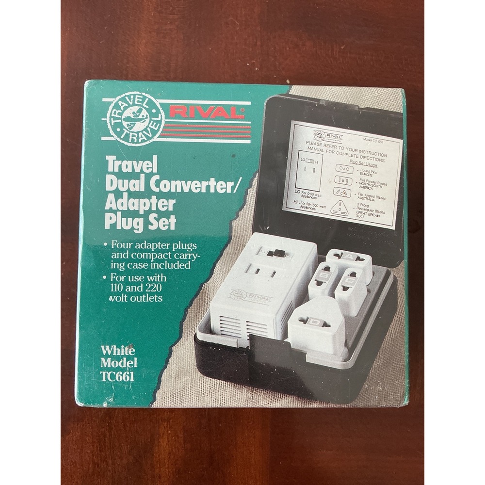 New Rival Travel Dual Converter Adapter Plug Set Model TC661 International Kit